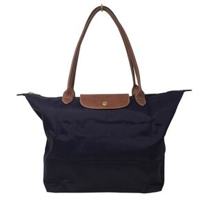 Longchamp Le Pliage Tote Bag Women Large Purple Shoulder Bag Leather Trim